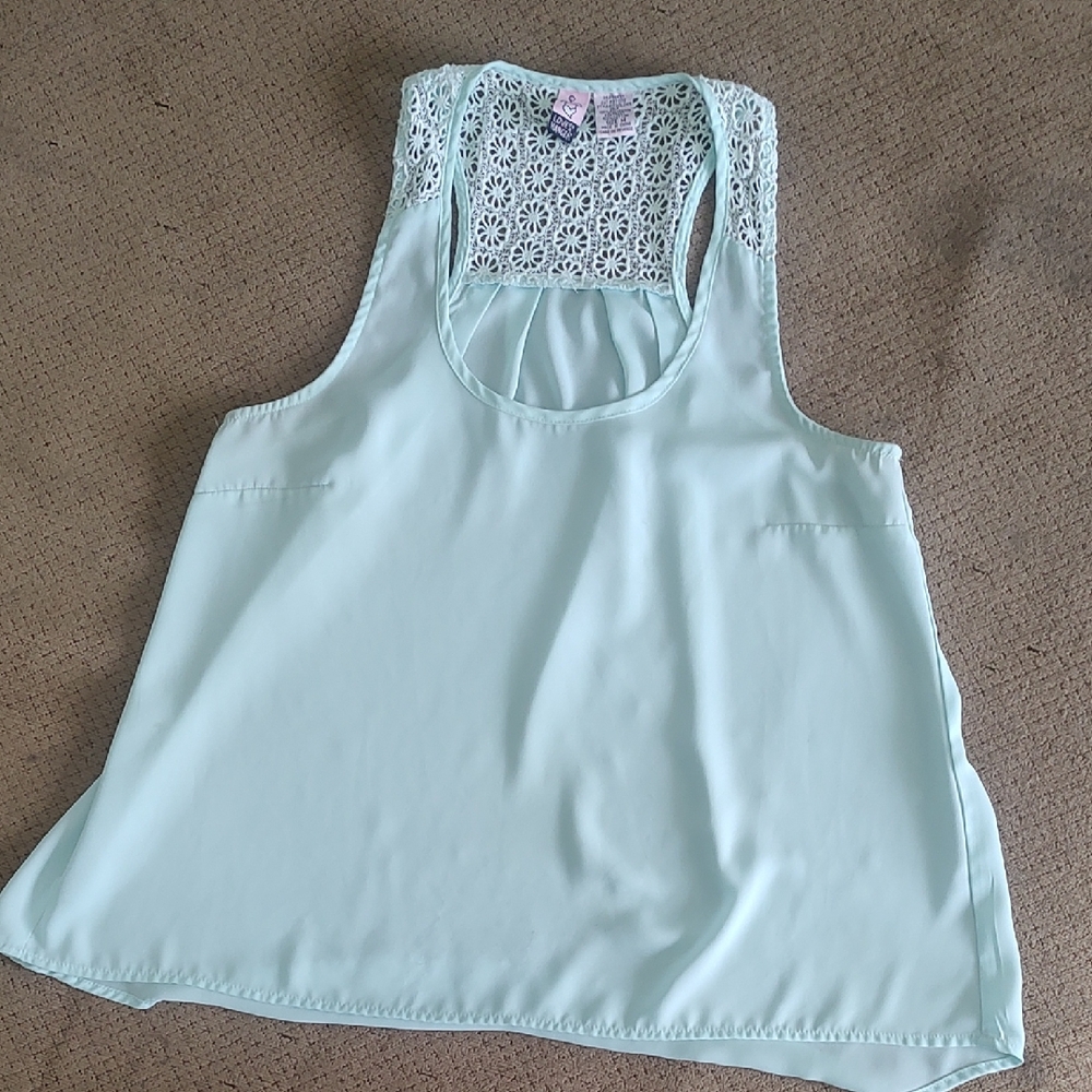 Love on a Hanger Light Blue Lace Tank Top